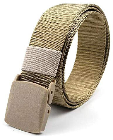 Miobo Unisex Gürtel Nylon Canvas Arbeitsgürtel für Damen und Herren, Stufenlos Verstellbarer Stoffgürtel mit Plastikschnalle Beige