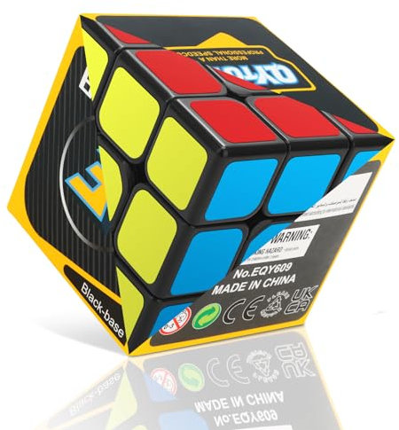 JOPHEK Zauberwürfel, Speed Cube Schwarzer Aufkleberwürfel Original Speed Cube Puzzlewürfel, Schneller und Professioneller (3x3x3)