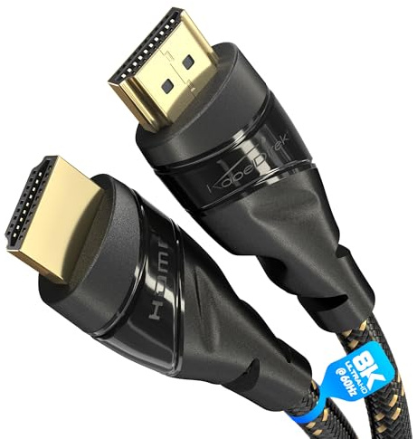 KabelDirekt – 8K/4K HDMI Cable – 0,5m – 8K@60Hz (Extra de cobre para Ultra HD rápido, cubierta de nailon, 4K@120Hz/8K@60Hz – High Speed HDMI con Ethernet, Blu-ray/PS5/XBO Serie X/Switch, negro)