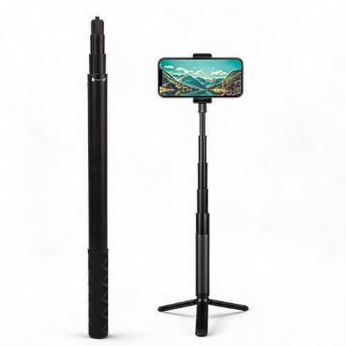 Selfie Stick för One RS/ X2 / X3, 1/4 Tums Skruv 37 Cm-157 Cm Justerbar Längd, Aluminiumlegering
