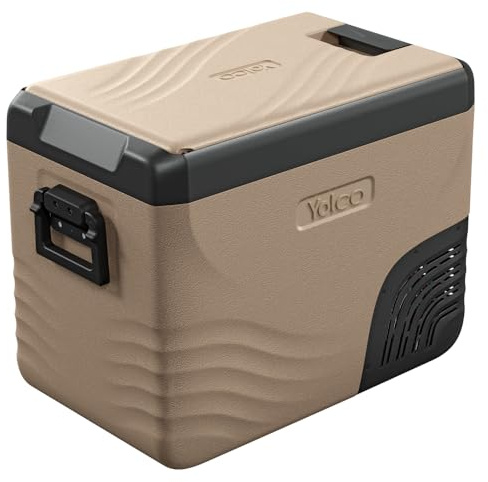 YOLCO KX40 Sand Dual-Zone Kompressor Kühlbox 40L – Tragbarer Auto Kühlschrank mit Kühl- & Gefrierfunktion 12V/24V DC & Steckdose, bis -20°C