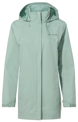VAUDE Damen Regenjacke Escape Parka, wasserdichter Regen-Parka, atmungsaktiv und winddicht, dusty fern, 48