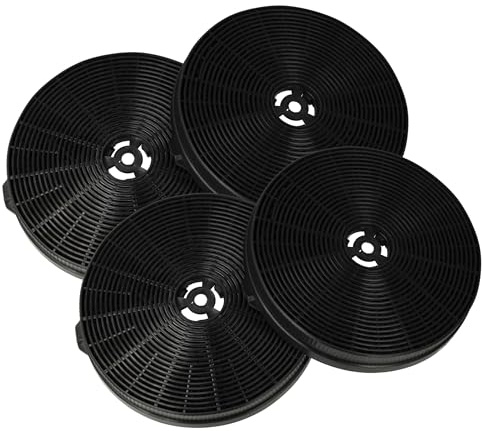 vhbw 4 Filtre compatible avec Firegas CC170 FGS-EBL11AR1160CC | FGS-EBL11CR1160CC, FGS-EBL15AR1160CC hotte aspirante, Filtre à charbon actif - 17,5 cm