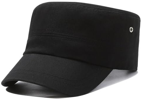 TUONYIS Unisex Cap im Military, Army Cap Military Style Armee Hut, Vintage Army Kappe Cadet Hat Military Flat Top Verstellbare Baseballmütze (DE/NL/SE/PL, Alter, Einheitsgröße, Schwarz)