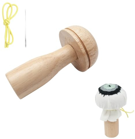 Kit di funghi da rammendo, funghi da rammendo, in legno | Aghi da rammendare per riparare | Set di aghi da rammendare con filo e elastica inclusi