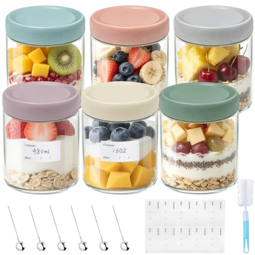 Mssushi 6 Tarros Cristal 480ml, Avena, Tapa Hermética