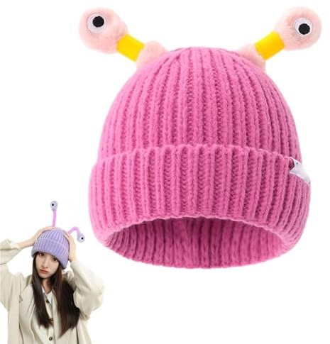 Saturatione Monster Hat, Saturation Monster Tentakel Hut, Lustige LED Beleuchtete Mütze, Eltern-Kind leuchtende Monster Strickmütze, Beanie Mütze mit Licht Geschenk für Kinder und Erwachsene (Rose)