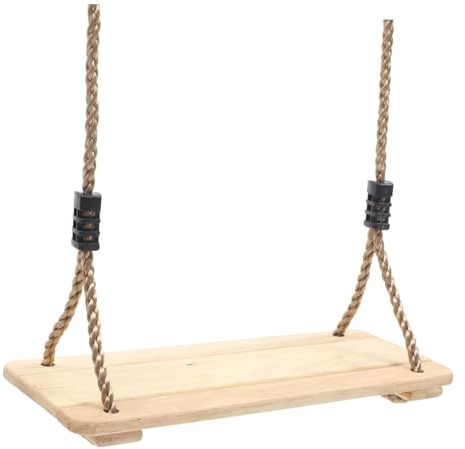 FRCOLOR Wooden Hanging Swing Chair for Children, Pine Wood Playground Swing Seat, Indoor Outdoor Garden Play Set Attachment for Toddlers and Boys and Girls