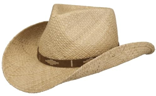 Stetson Chestercole Cappello Western di Paglia Rafia Fascia in Pelle Uomo Primavera Estate