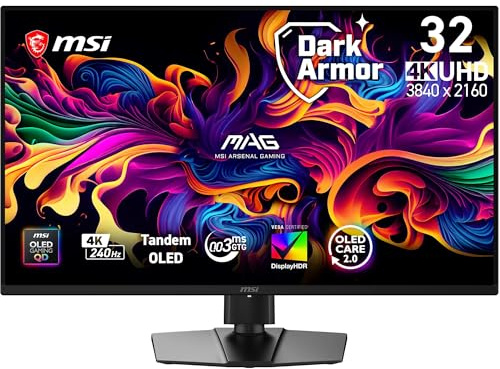 MSI MAG 321UPDE X24 - OLED-Monitor - Gaming - 81.3 cm (32) (31.5 sichtbar) - 3840 x 2160 UHD @ 240 Hz - Tandem OLED - 1300 cd/m? - 1500000:1 - DisplayHDR 500 True Black - 0.03 ms - 2xHDMI, DisplayP
