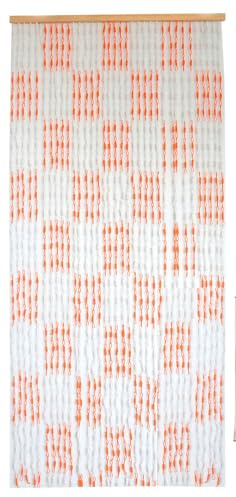 Cortina para Puerta de Bambú y Sisal Natural, Color Blanco y Naranja. Sostenible, exenta de plástico 90cm X 200cm - Hogar y Más