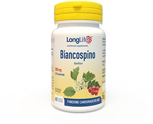 LongLife® Biancospino | Estratto di biancospino titolato 2,5% in iperoside | Minimo 600mg di biancospino | Benessere cardiovascolare e mentale | Fino a 1 mese di trattamento | Vegano e senza glutine