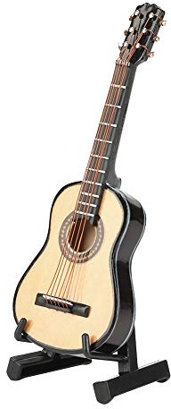 Hztyyier 10cm Mini Gitarre Modell, Miniatur Gitarre mit Holz Stand und Box for Wohnkultur