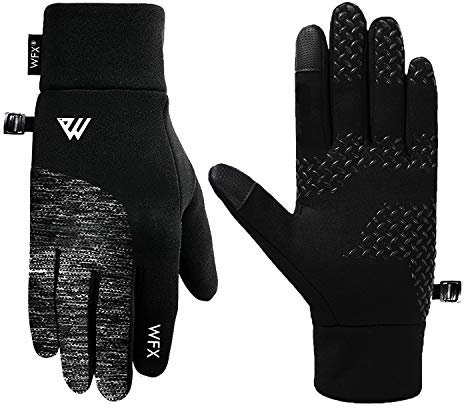 WESTWOOD FOX WFX Fahrradhandschuhe Anti-Rutsch-Touchscreen-Handschuhe Warme Thermo-Winterhandschuhe Warme Dickes Fleecefutter Laufhandschuhe für Männer und Frauen Fahren (Schwarz, Medium)