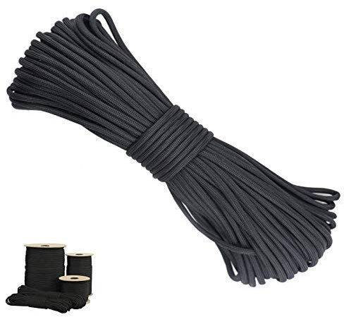 Fine jade2 Lanière Parachute Cord Corde De Survie Extérieure Multifonction Corde De Parachute en Nylon Corde d'Arrimage Adaptées Aux Activités De Plein Air Telles Que Le Camping, La Pêche （Noir 31m）