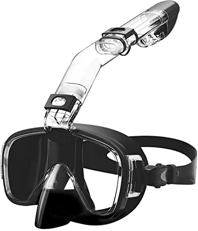 Opurtdor Masque Plongée Adulte et Tuba 180°Champ de Vision Panoramique Anti-Buée Ajustable Masque Snorkeling pour Plongée, Natation