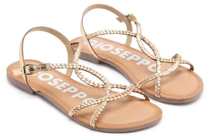 GIOSEPPO Sandalias Doradas de Tiras Finas Trenzadas para Mujer nioaque