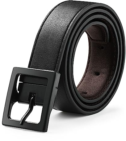 AWAYTR Reversible Kids Belts for Boys - Brown and Black Leather Belt for School Uniform Casual Jeans (70cm,Black)