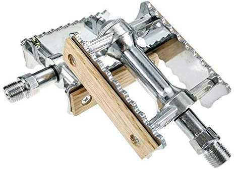 ORLOVA Fahrradpedale, Rennradpedale, Fahrradpedale, ultraleichtes Fahrrad, Aluminiumlegierung, MTB, Rennrad, Radfahren, Klassische Retro-Holzstile, rutschfeste Pedale (Color : Silver)