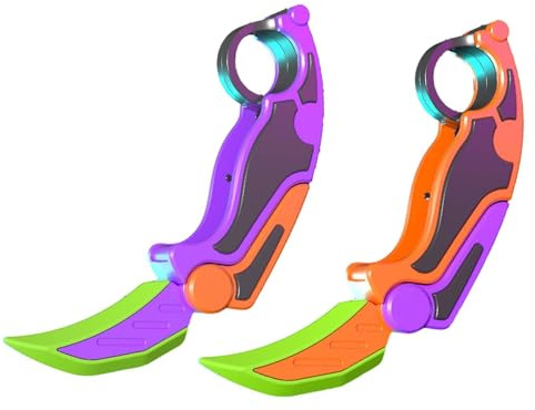 MagiDeal Giocattolo Carota Coltello di Plastica, Fidget Toys 3D Gravity Knife, Stampa 3D Fidget Knife Coltello Sensoriale, Sbavature, Resistenti alle Cadute, Viola Arancione