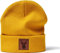 minifan Outdoor Strickmütze: Hirsch Leder Emblem - Mütze für Jäger Jagd Jäger-Mütze Wintermütze Beanie Mütze Damen & Herren Förster Outdoor Mütze Männer Geschenk (Mustard)