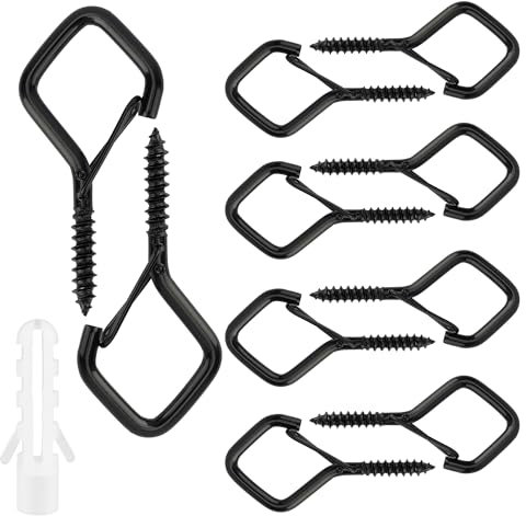 Crochet à Visser de Plafond Mural en Inox et Plastique Noir - Support de Suspension et Porte Manteau