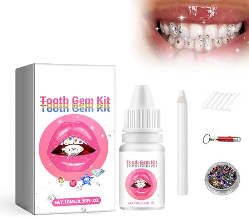 Tooth Gems Kit, Kit Di Gemme per Denti Set Di Gioielli Da Denti con Colla Kit Di Gemma per Denti Fai Da Te Kit Gemma Dentale Fai, Kit Brillantini Denti per Donne E Ragazze