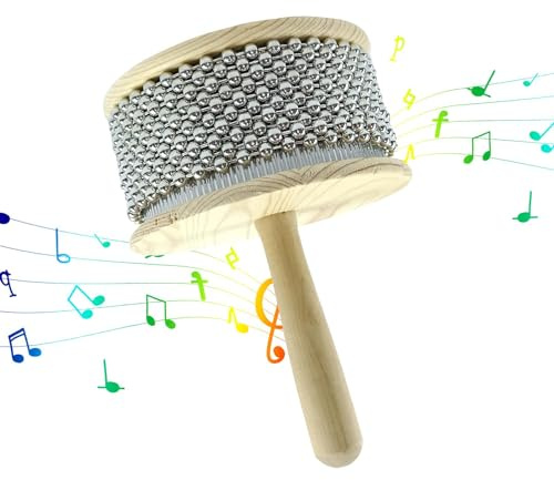 Meinl Slaginstrument med metallpärlor | Handhållna musikinstrument | Pärlor i rostfritt stål, slaginstrument, slagverkshaker med trähandtag