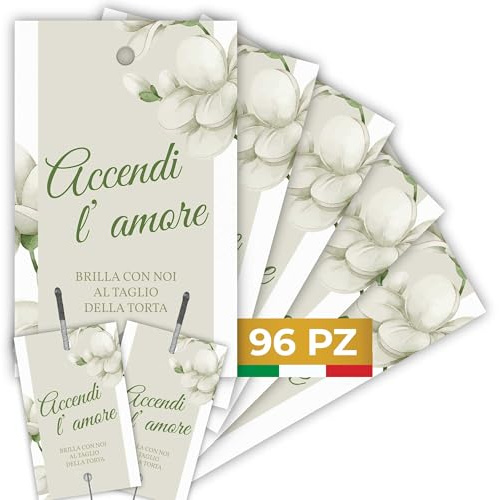 Etichette Scintille Luminose Matrimonio 96pz MADE IN ITALY - Biglietti Stelline Scintillanti in Cartoncino di Alta Qualità - Decorazioni Matrimonio Idee Originali (Scintille NON Incluse) (ES-06)
