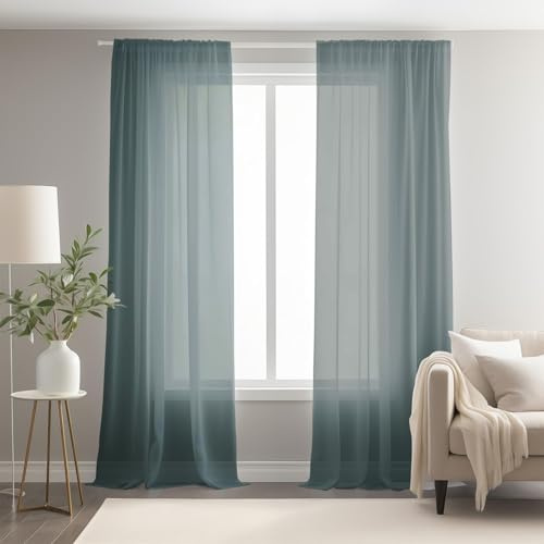 NAKIHOUSE Voile Curtains 84 Drop Pairs Net Curtains for Windows | Light Filtering Voile Panel Slot Top Sheer Curtain for Living Room Bedroom /Nursery Room W52xL84 Inch (132x213cm)