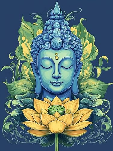 Bimkole 5D Diamond Paintinger För Vuxna Buddha, Full Borrmålning Gör-det-själv Strass Broderi Set Färg Med Diamanter Kit Lotusstaty Korsstygn Hem Vägg Hantverk Dekoration 30x40 cm