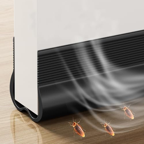 Cotensta 93cm Noir Calfeutrer Bas de Porte, Silicone Bande D'étanchéité Pas Besoin de Coller, Isolation Phonique, Boudin de Porte Anti Courant D'air Calfeutrer Seuil