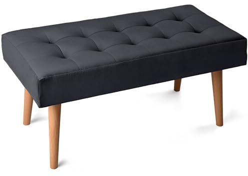 MG Design Banc rembourré 45 × 90 cm Gris foncé – Structure en Bois, Assise Confortable, Surface Douce Aspect Mat – pour Salon, Chambre et entrée