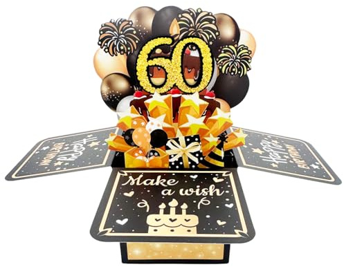 Grattis på 60-årsdagen pop up-kort för män, 60-årsdagen födelsedagspresent idé för pojkvän, make, pappa, kollega, roliga 60-årsdagen 3D gratulationskort för honom
