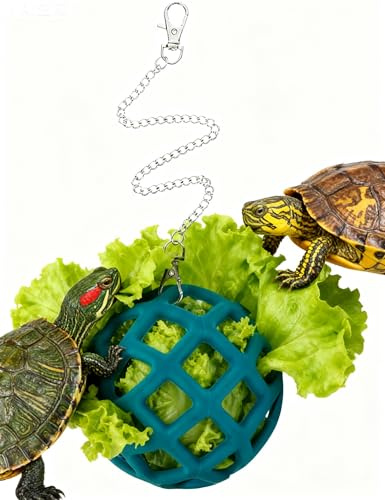 3.2 Inch Hanging Turtle Feeder Ball Tortoise Enrichment Toys Tank Accessories for Small Aquatic Turtles