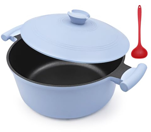 Bobikuke 7L Suppentopf 28 cm mit Aluminium Deckel, Leicht und Langlebig, Antihaft-Kochtopf mit kühl bleibendem Griff, PFOA-frei- Blau