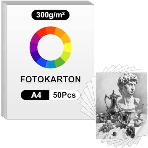 Tiusixsy 50 Fogli di Cartoncini Bianchi A4, 300 g/m², Carta Spessa, Cartoncino Bianco, DIN A4, 21 x 29,7 cm, per presentazioni, artigianato, cartone fotografico
