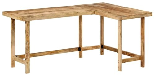 mzdioop skrivbord av massivt mangoträ 165 x 110 x 75 cm L-format datorbord med rymlig hylla och förvaringsutrymme för kontor hemmakontor arbetsrum ergonomiskt och platsbesparande