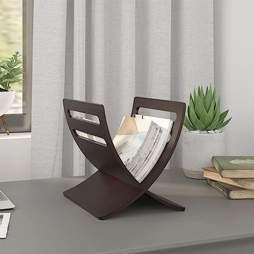 Ziaphsol Porte-revues en bois autoportant, marron, contreplaqué de peuplier avec 29,5 x 29,5 x 26,5 cm et 1 cm d'épaisseur de planche pour journaux, magazines, prospects, ordre dans le salon, le