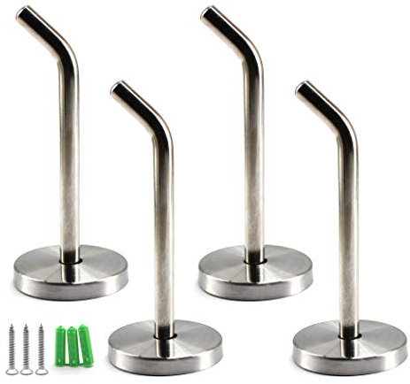 Lot de 4 crochets muraux robustes en acier inoxydable à long nez pour ustensiles de cuisine, peignoirs, manteaux avec vis et tuyaux d'extension 100 mm