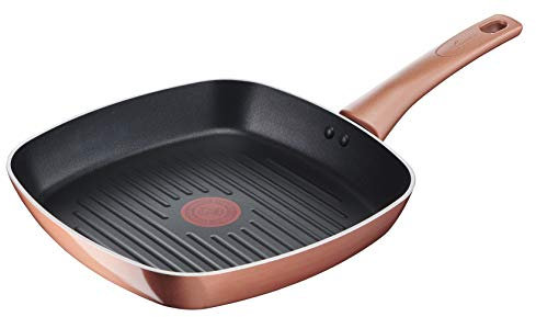 Lagostina Ramata Grill Antiaderente in Alluminio 26x26 cm con Esterno Effetto Rame, Pentola Gas e Forno, Rivestimento Titanium Easy, Manico Ergonomico in Bakelite