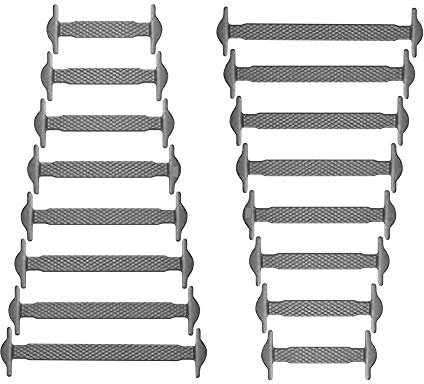 RECKNEY Lacets de chaussures sans noeud pour enfants et adultes - Lacets élastiques pour baskets(Gris)
