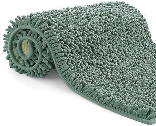 Poligono Badezimmerteppich,rutschfest waschbar,Badteppich Mikrofaser Saugfähig Badvorleger Duschvorleger,40x60cm,Aqua Grün