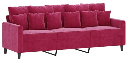 vidaXL 3-sitssoffa vinröd 180 cm sammet, 3-sitssoffa, tresitssoffa, 3 sitssoffa, 3-sitssoffor, tresitssoffor, 3 sitssoffor, 3 sits soffa