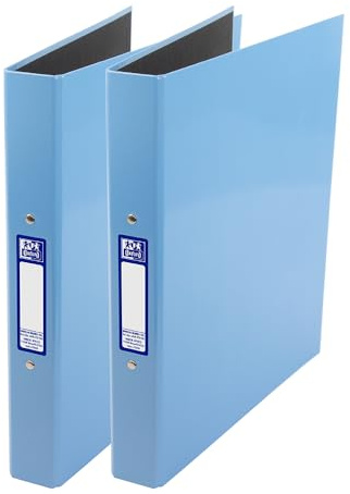 Oxford Premium A4 Ring Binders, Light Blue, Laminated Paper on Board, 40mm Folders (Pack of 2)