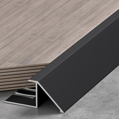 EliteBloom Transition Strip Wood Flooring Transition Ramp Reducer, Indoor Metal Threshold Cover for Uneven Floors/Tiles/Carpet, Laminate Underlay Edge Trimming Bar (Color : Black, Size : 13Mm-15Mm)