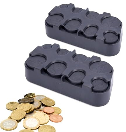 Münzen Aufbewahrung, 2 Stück Kleingeld Aufbewahrung, Euro Münzhalter Münzsortierer Münzsammler Münzspender Münzbox, Für Auto,Taxi,8 Fächer von 2 Euro bis 1 Cent(Schwarz)