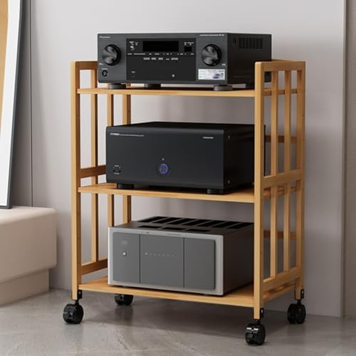 Mobile Stereo Hi fi rack hifi,Supporto multimediale AV a 2/3 livelli, Scaffale Stereo in Legno,Mobiletto per Componenti,Supporto per Giradischi CD,Supporto per sotto la TV per DVD,Console di gioco(Bro