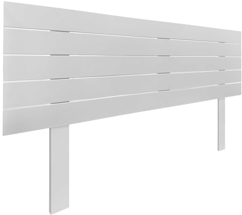 DHOME Cabecero de Madera reciclada DM con Patas Estilo Palet Horizontal Cama Palets Herrajes incluidos (160cm, Blanco Sólido)