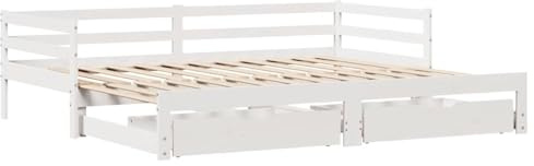 vidaXL Dagbädd utdragbar med lådor utan madrass vit 80x200 cm